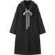 Leding college style pure wool double-sided woolen coat long winter lapel bow woolen coat*