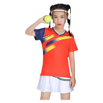 Childrens tennis clothing girls badminton clothing quick-drying short-sleeved boys table tennis volleyball training set team uniform customization