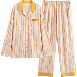 Fenton Pajamas ແມ່ຍິງ Modal Cotton Spring and Autumn Couples Men's Antibacterial Home Clothing Set