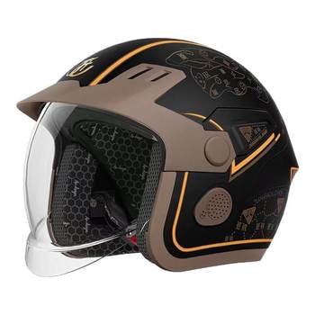 Junhaolong 3c certified electric motorcycle retro helmet men's winter warm half helmet women's battery car safety helmet