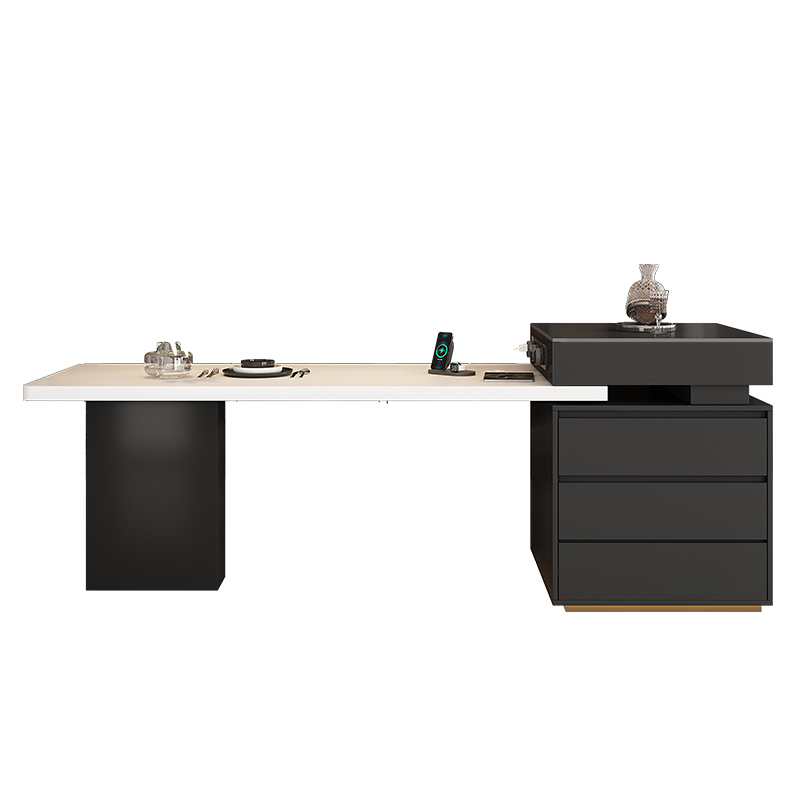 Italian-style island dining table can be retracted and can be built-in with steam oven and oven, multi-function microwave oven, open kitchen countertop