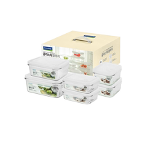 (Self-operated) Glasslock Korean tempered glass crisper microwave heating lunch box refrigerator set