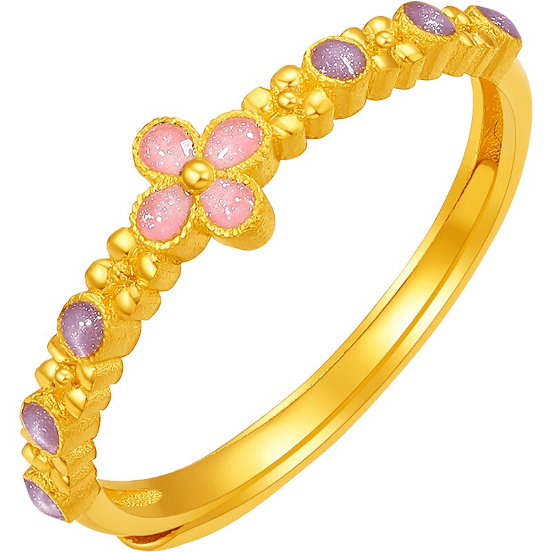 Saturday blessing gold-denominated 5G pure gold ring, wealth, health, golden osmanthus, spring girl, quitting smoking and raining Jiangnan festival gift