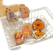Kapibala cute capybara double-sided pp clip cartoon note clip high-looking ins style acrylic double-sided pp clip irregular photo clip sealing clip information fixed test paper folder