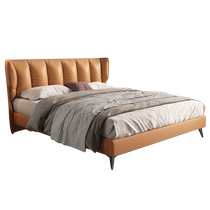 Dipu Leather Bed Master Bedroom Atmosphere Modern Simple Soft Covered Wedding Bed Double Bed New Light Luxurious Italian Minimalist Leather Bed