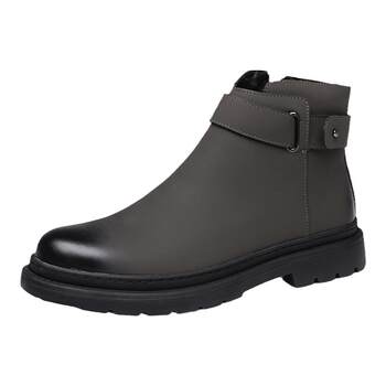 Shuxin british chelsea rubber leather boots with stitching