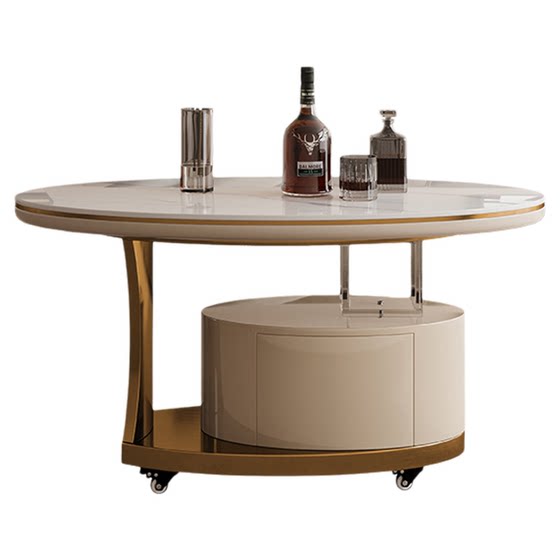 
Italian rock slab sofa side several small apartment coffee table light luxury high-end living room mobile trolley 2025 with wheels