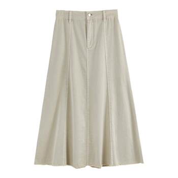 Gcrues ສະບັບພາສາເກົາຫຼີຂອງສິ້ນ pleated ທີ່ນິຍົມໃນປີນີ້ 2025 ການອອກແບບ summer ໃຫມ່ skirt denim ບາງໆ