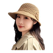Hat spring and summer new summer flower pot hat fisherman hat breathable top hat mother sun protection knitted sun hat