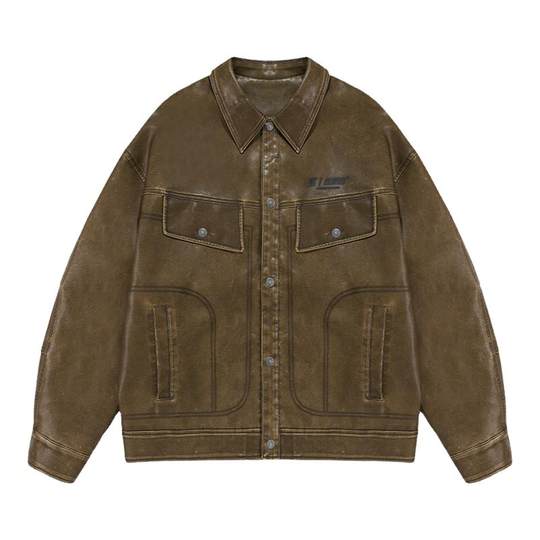 BJHG不计后果美拉德皮衣外套男款秋季新款休闲潮牌情侣机车夹克女