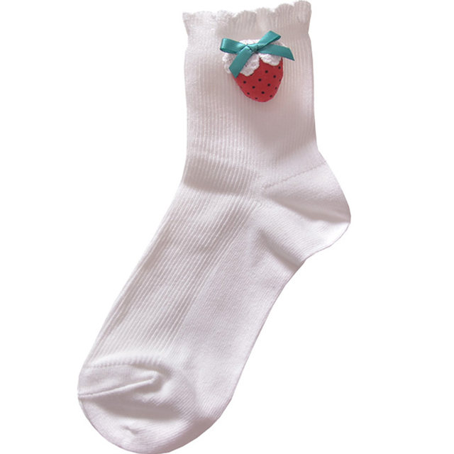 Japanese Strawberry Lace Cotton Socks Korean Style Student Versatile