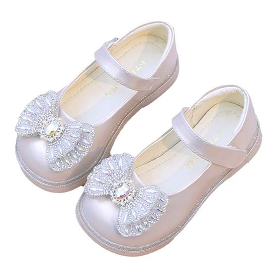 女童皮鞋真皮水晶鞋演出鞋表演鞋小女孩可爱洋气公主鞋软底小皮鞋