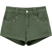 CHUU Hollow Rivet Shorts Jeans Lady 2024 Summer New Pure Color Hot Girl Hot Pants Straight Down Pants