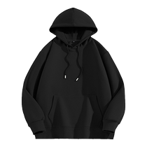 Pull back sweatshirt mens 2024 spring and autumn new heavyweight large size mens solid color casual sports hooded top for men