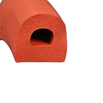 Red D-type silicone foam sealing strip oven oven mechanical equipment sealing strip semi-circular sponge strip high temperature