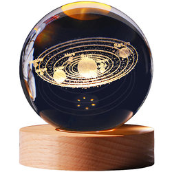 Glowing Solar System Crystal Ball Desktop Night Light Small Ornament Creative Glass Ball Decoration Birthday Gift for Girls