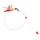 Extra long steel wire cat teasing wand with bells and feathers