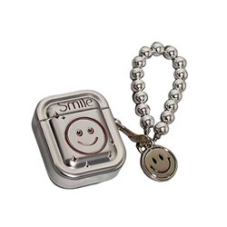 ເຫມາະສໍາລັບ Airpods Pro headphone protective cover electroplated silver face simple smile face Apple headphone case AirPods 1/2 generation protective case love pendant airpods new 3rd generation Bluetooth headphone shell for women