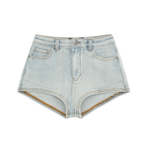 SMFK dance group high-gloss super shorts USJ04BLS washed waxed shorts hot pants 24 new womens summer