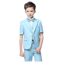 Luo Meng childrens suit suit boy dress summer short-sleeved flower girl host dress catwalk piano performance dress