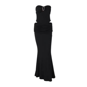 ແຫວນໂລຫະ pleated jumpsuit + ລວບລວມຊຸດກະໂປງຍາວ