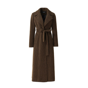 Long slim-fitting hepburn style mink knee-high wool coat