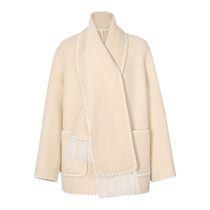 Shifanli Xiaoxiangfeng scarf woolen coat 2023 winter new style pink woolen coat for little ladies
