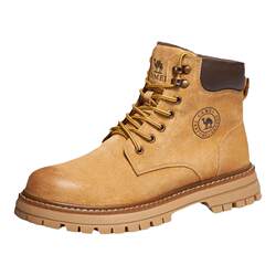 Camel men's shoes 2024 Martin boots men's spring high-top outdoor increased leather work boots casual rhubarb boots