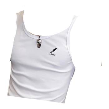 Summer pure cotton men's vest sports fitness hurdle elastic white sweat vest thin youth bottoming sweatshirt trend