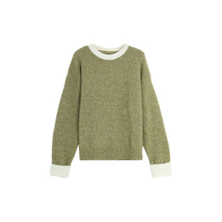 西町村屋毛衣女冬新款学院风百搭撞色圆领针织低领上衣HD8104387