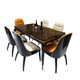 Italian light luxury solid wood leather Bentley dining table and chairs American post-modern Hong Kong-style villa high-end luxury long dining table and chairs