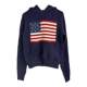 Eihey American retro style flag pattern loose round neck slim pullover hooded knitted sweater for women
