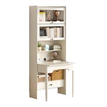 Folding desk bookshelf integrated bedroom conjoined desk cabinet home student cream white computer desk bookcase combination