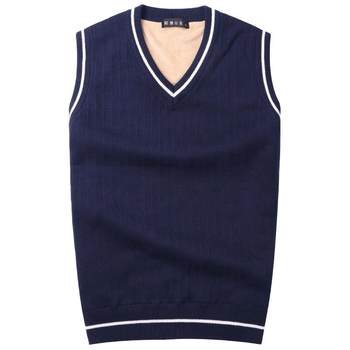 ເສື້ອຢືດຜ້າຝ້າຍບໍລິສຸດບວກກັບ velvet ອົບອຸ່ນ sleeveless sweater ຜູ້ຊາຍ knitted sweater thickened waistcoat vest vest ຜູ້ຊາຍ trendy