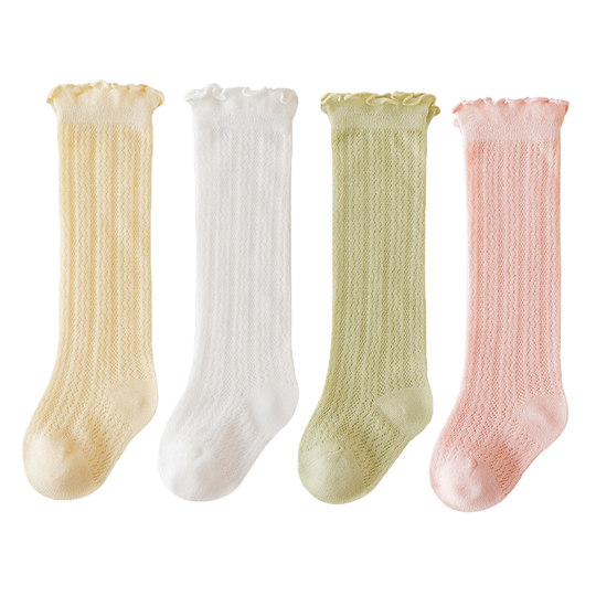 宝宝袜子长筒夏季超薄棉袜网眼婴儿松口防蚊防晒过膝不勒腿空调袜