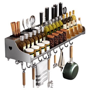 Kitchen storage rack without punching multi-functional household wall-mounted seasoning chopstick knife rack supplies storage rack