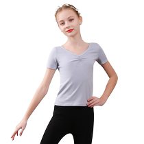 Platinum House Children Dance Suit Blouse Women Adult Ballet Dancer Ktrainee V Collar Short Sleeve T-shirt 122220003