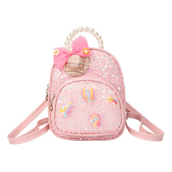 Children's infant and kindergarten 1-3 years old 2 small schoolbag Baby girl backpack, mini sequins princess cute backbag