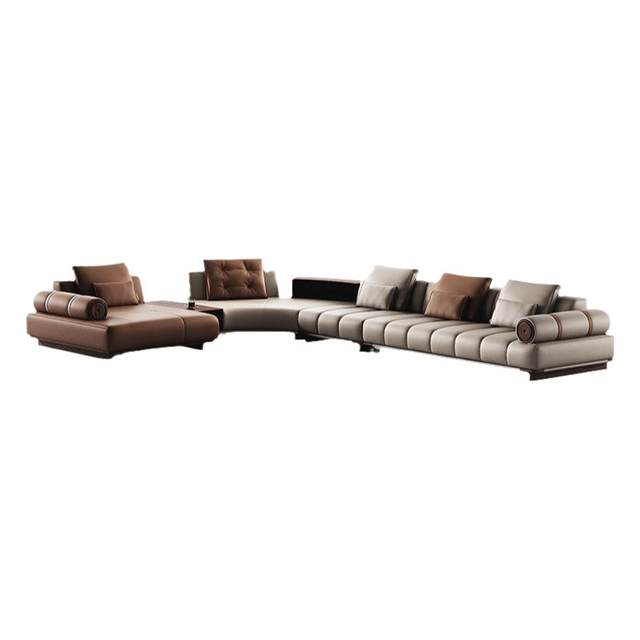 Leather sofa large apartment North American black walnut corner