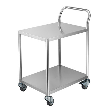 Zhenmei double-layer thickened stainless steel cart the laboratory instrument and equipment handle flat silent tool trolley dining cart