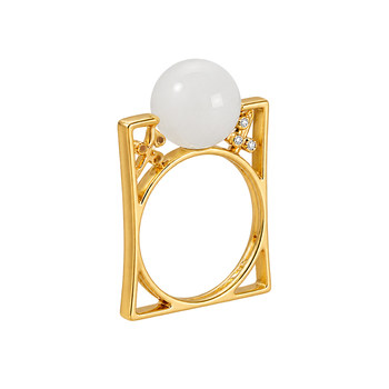 Hehe jade 18k gold inlaid jade hetian jade mutton fat white jade bead ring 13# ring hand decoration jade national style women