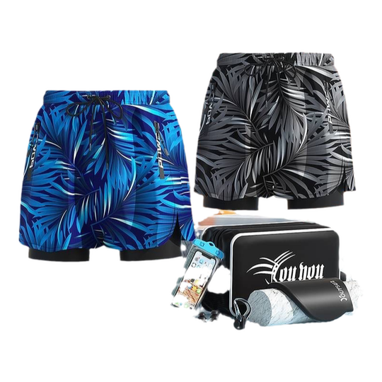 泳裤男士新款双层宽松防尴尬专业速干游泳裤温泉大码泳衣游泳装备