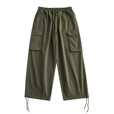 Japanese tide brand loose pencil pants overalls men's plus velvet thickened straight drawstring wild leggings casual trousers