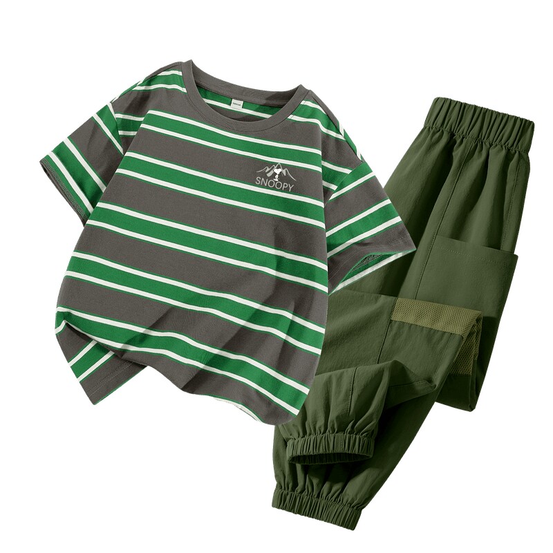 Snoopy Boys Suit Summer Short Sleeve + Cargo Pants