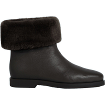 TOTEME womens shoes dark brown grained cowhide casual boots short boots