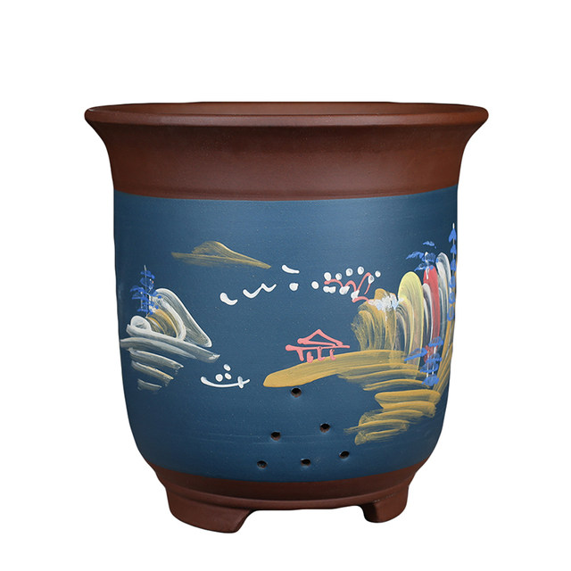 Purple sand large diameter ceramic orchid pot