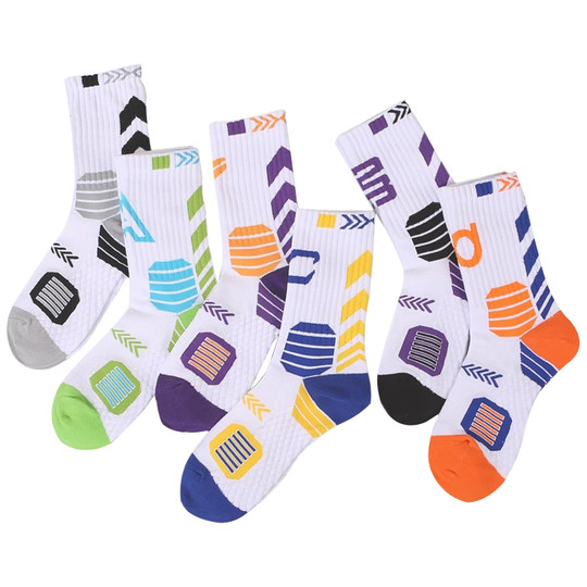 6 pairs of pure cotton basketball socks breathable and sweat-absorbing and odor-proof players