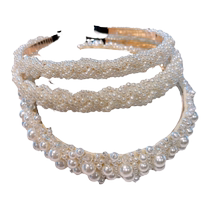Korean version of high-end retro small fragrance style handmade fish string high-bright pearl ethnic series bridal hair hoop hairpin accessories