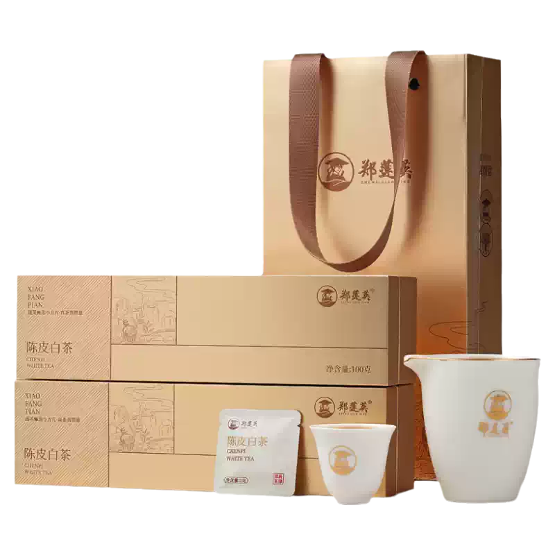 陈皮白茶小金条福鼎白茶礼盒装郑莲英陈皮贡眉花果香明前白茶适合送礼用