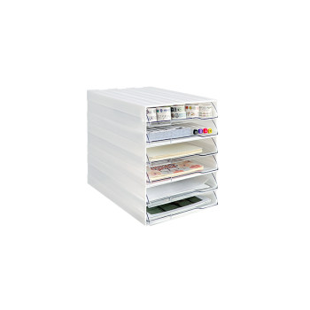 Desktop sorting box, transparent drawer type 4-layer low cabinet, white transparent drawer file classification storage box